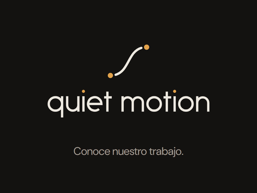 El símbolo de Quiet Motion, una curva entre dos keyframes ámbar, sobre el nombre «quiet motion» en un fondo casi negro.